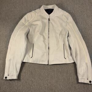 Motogp Women’s Full Zip Motorcycle Jacket Leather Ivory Small